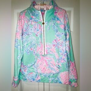 Lilly Pulitzer Skipper Popover Minty Fresh Fansea Green Pink. Size M. EUC